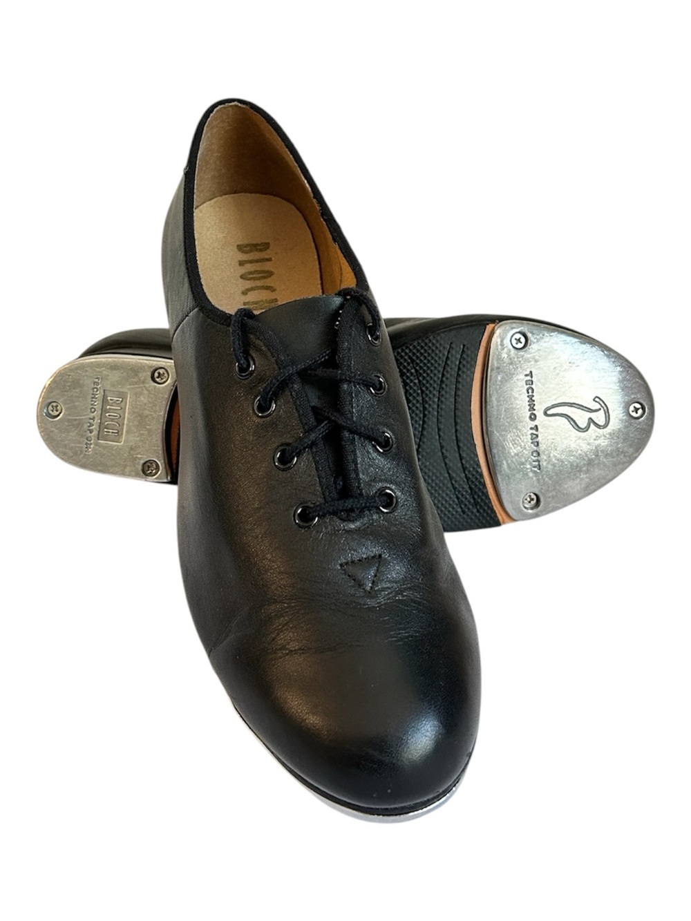 Bloch Lace Up Techno Tap Shoes Black Leather Women’s Size 8